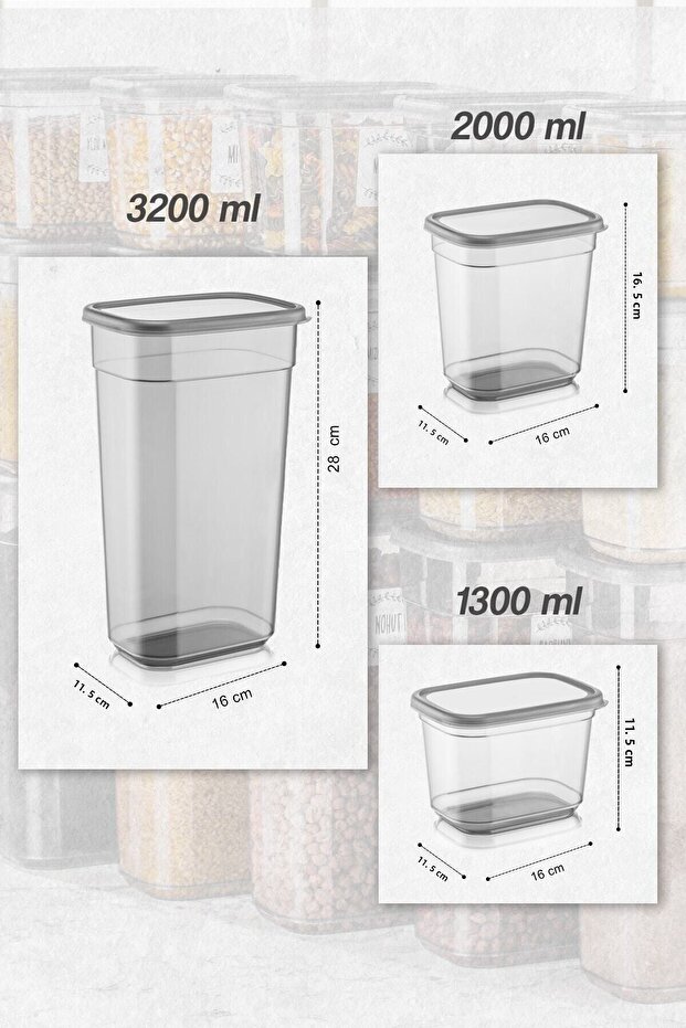 12-Piece Via Label Rectangular Storage Container - Food Storage Jar Set 4x(1.3 LT-2 LT-3.2 LT) - 4