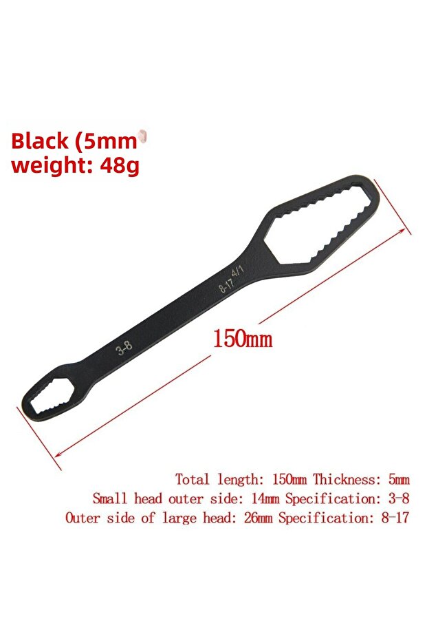 Black 8 to 22 Black Multifunctional Double End Box Wrench Hexagon Double End Solid Wrench Screw and
