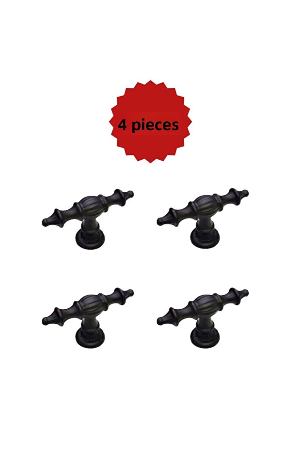 4 Pcs Şehzade Black Single Button Furniture Kitchen Bathroom Drawer Handle - Furniture Handles - Single Size