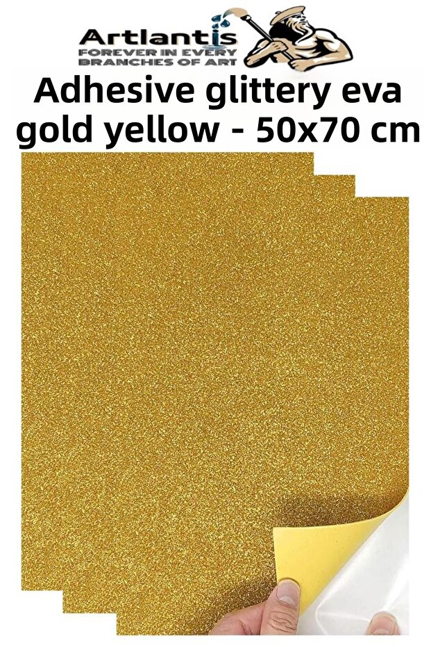 Gold Yellow Adhesive Glitter Eva 50X70 cm 3 Pieces Glitter Adhesive Eva Sponge School Nursery Kindergarten Hand