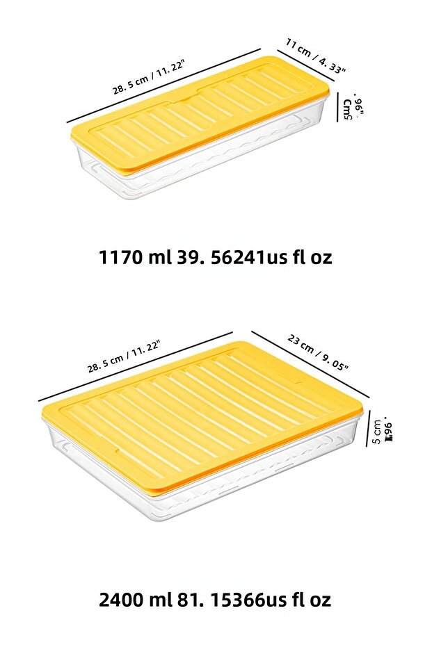 8-Pack Food Storage Container - Microwave Compatible, Yellow, 4x2400 Ml-4x1170 ml - 8