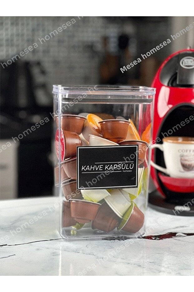 صندوق تخزين القهوة المزخرف المستطيل 3.5 مع غطاء مفرغ - 1