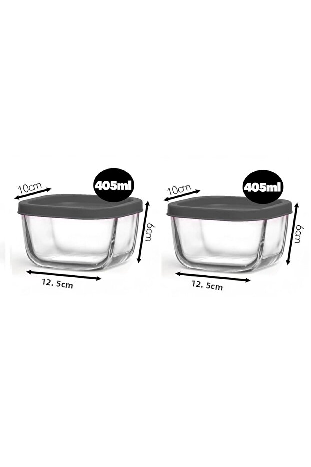 Feyzade Cube 2Pcs 405Cc Gray Lid Storage Set - Cub-235
