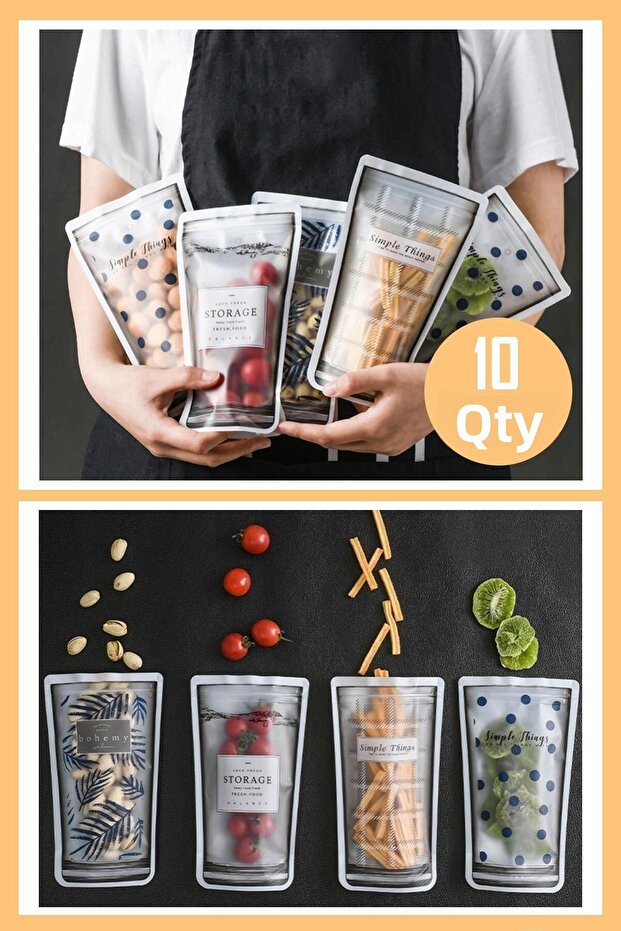 Patterned Storage Bag Sets Refrigerator Storage Container with Lockable Snap Fasteners - 1