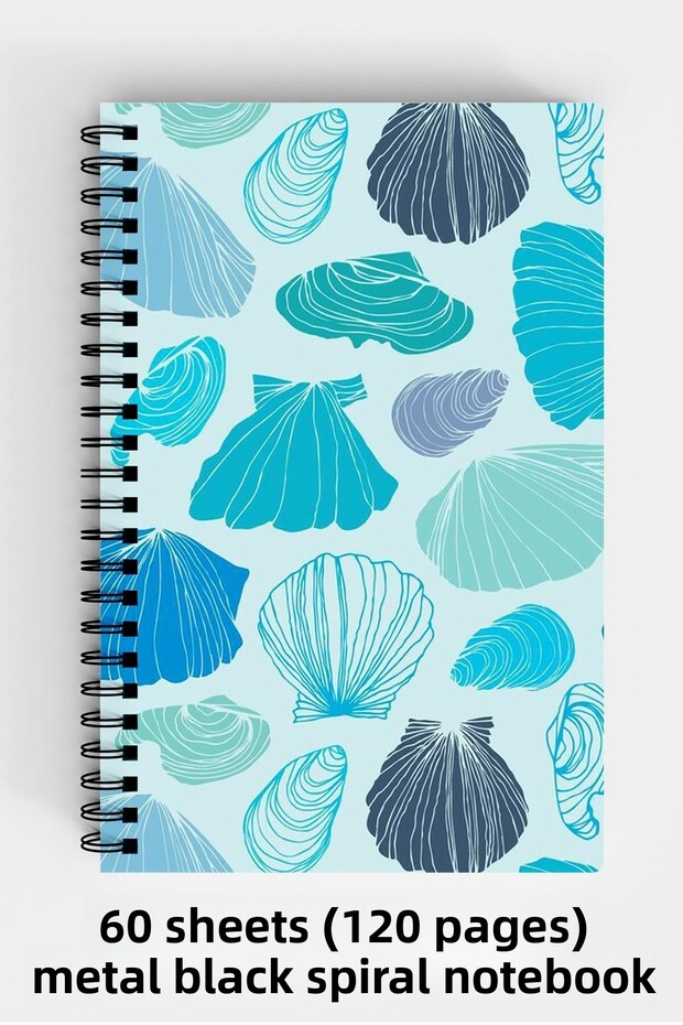 Sea Shells Design A5 Spiral Bound Hard Cover Notebook 120 Sheets