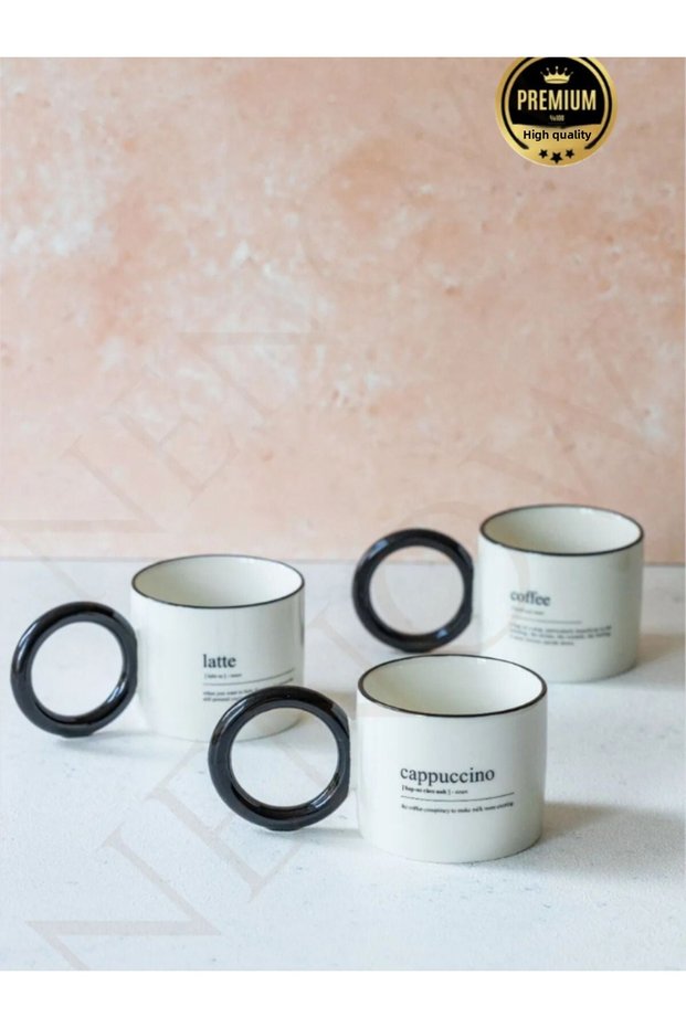 Set of 3 White Porcelain Coffee Latte Cappuccino Mug - Stylish and Elegant Cup Cup Set