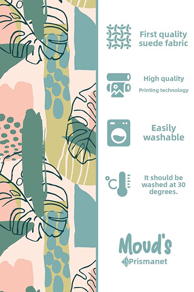 Green Garden Pattern Printed Suede Runner Tablecloth - 3