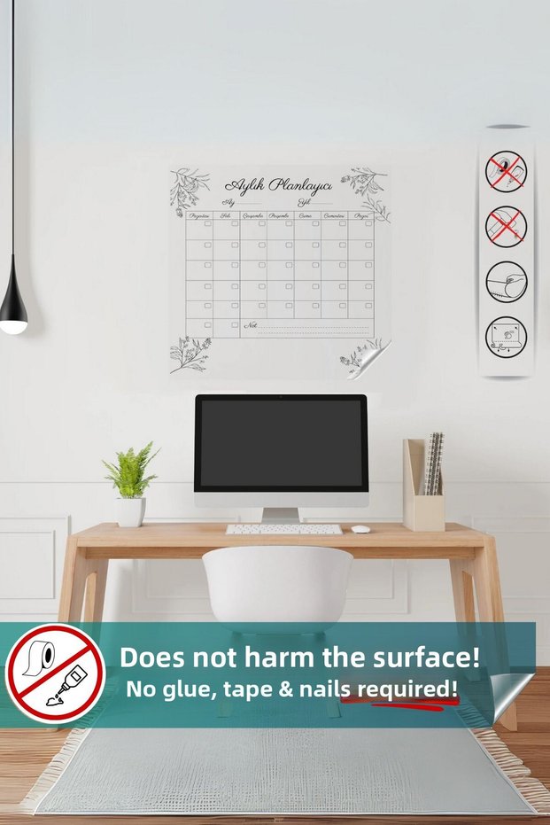 Monthly Planner Smart Paper with Static Electricity - Self-Retaining Photo Note Holder