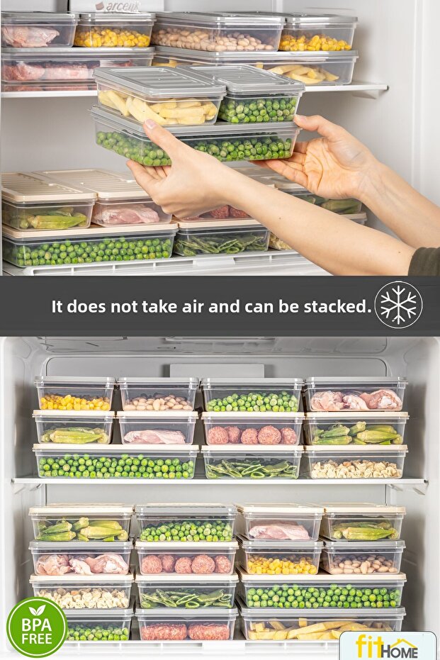 Set of 9 Deep Freezer Organizer Airtight Storage Containers 1X2400Ml 2X1170Ml 2X1200Ml 2X600Ml - 5