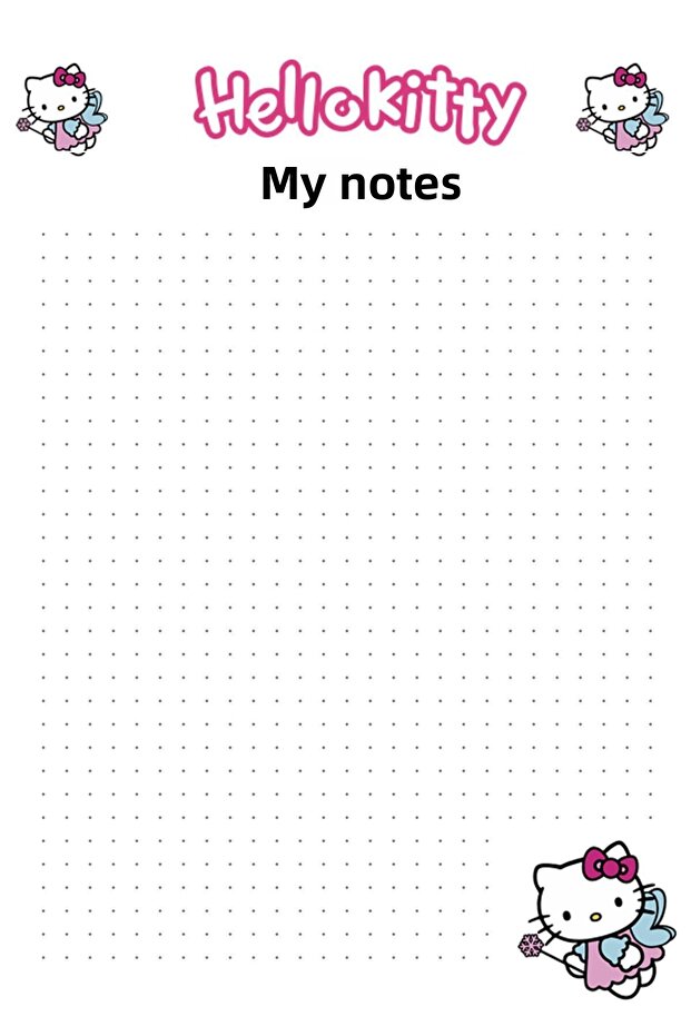 Hello Kity Planner Unlined Ruled and Checkered Notepad A5 Size Set of 3 - 3