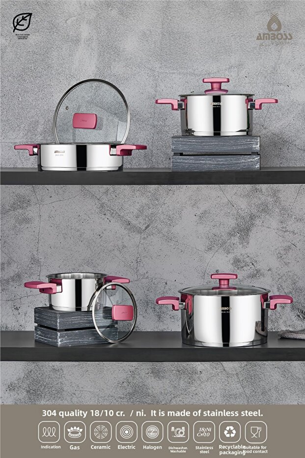 Enio 8 Piece Stainless Steel Cookware Set Rose Gold Eni-8620