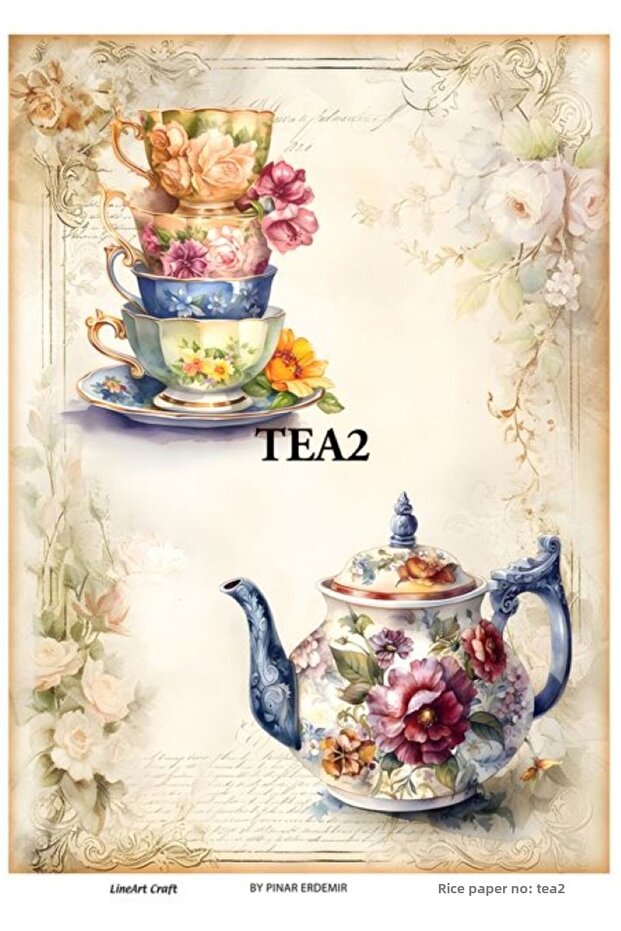 ورق ديكوباج نحاسي رقم: TEA02 - 29X42 سم