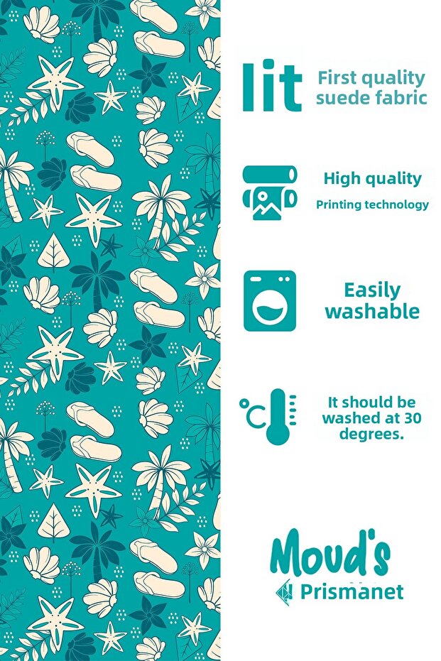 Blue Palm Trees Pattern Printed Suede Runner Tablecloth - 2