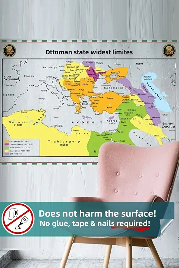 Ottoman Map - Electrostatic, Non-Adhesive Replaceable Magic Smart Paper - 1