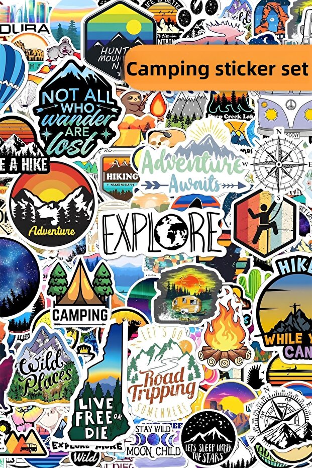 98 Pieces Camping Sticker Set - Reading Bullet Journal Scrapbook Agenda Laptop Phone Camping Sticker
