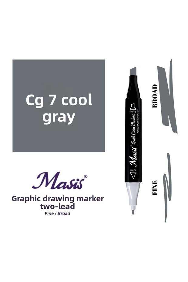قلم رسم جرافيك ذو طرفين CG7 رمادي بارد