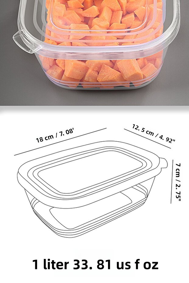 Set of 10 Leak-Proof Self-Clamshell Storage Containers - Airtight Food Container Suitable for Deep Freezer - 8