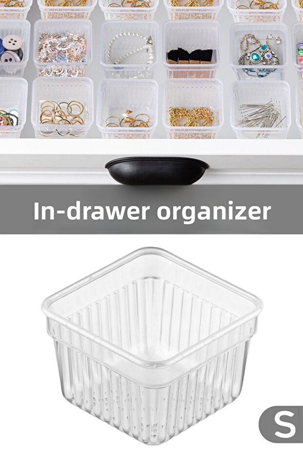 Modular Drawer Organizer - Bathroom Makeup Jewelry Organizer Office Organizer 7.8 X 7.8 cm Transparent