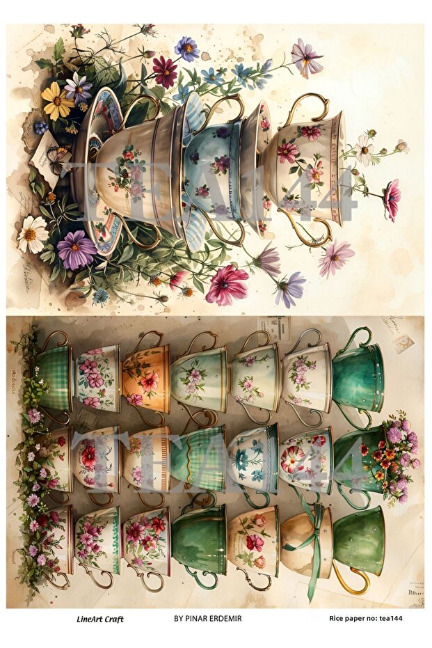 Nostalgic Flowers Series Brass Decoupage Paper No:TEA144