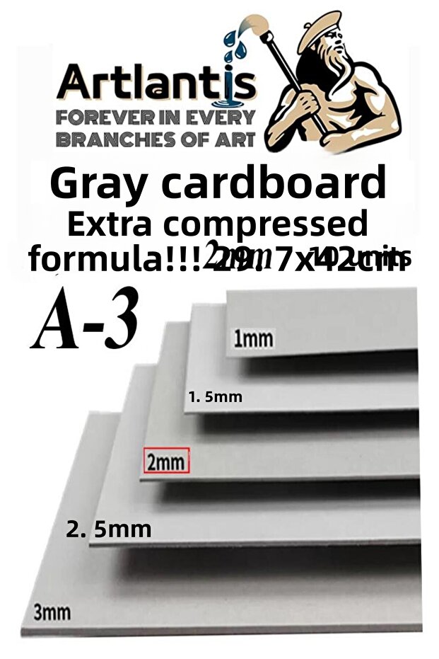 A3 Cardboard Gray 2 mm 10 Pcs 1 Pack 29.7X42 cm A-3 Cardboard 2.0 mm Thickness A-3 Cardboard
