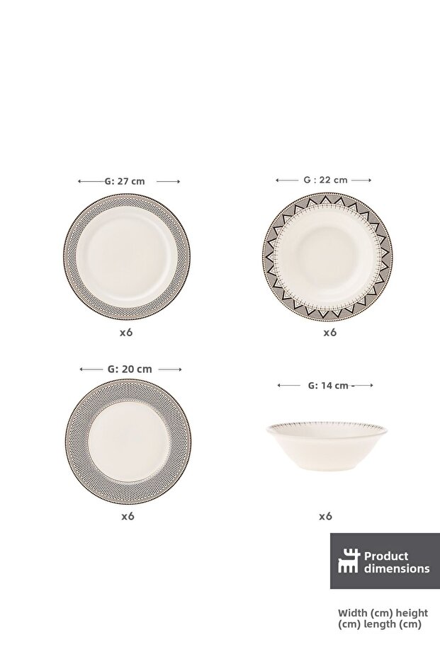 Elegance Bone Globe 24-Piece Dining Set for 6 People - 2