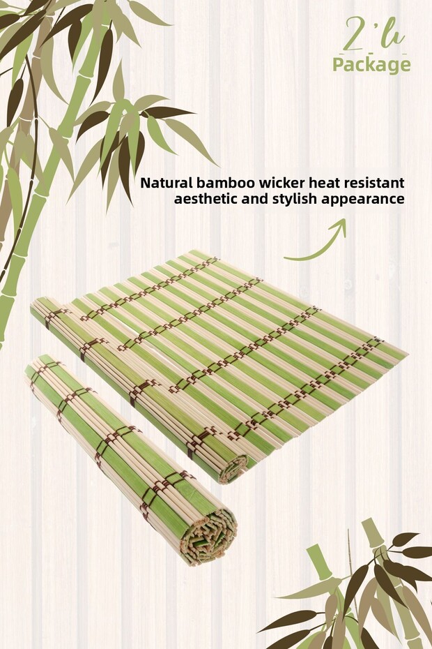 2-سلة من الخيزران الطبيعي قابلة للطي - 1