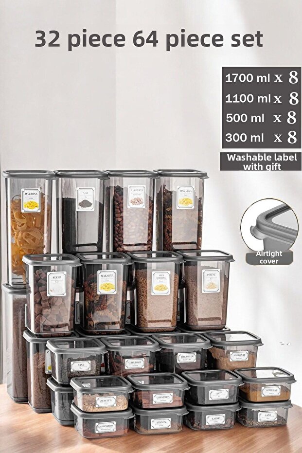 32 Pieces 64 Pieces Square Food Seasoning Bowl Set Multi-Purpose Storage Container Set Airtight Bpa Free