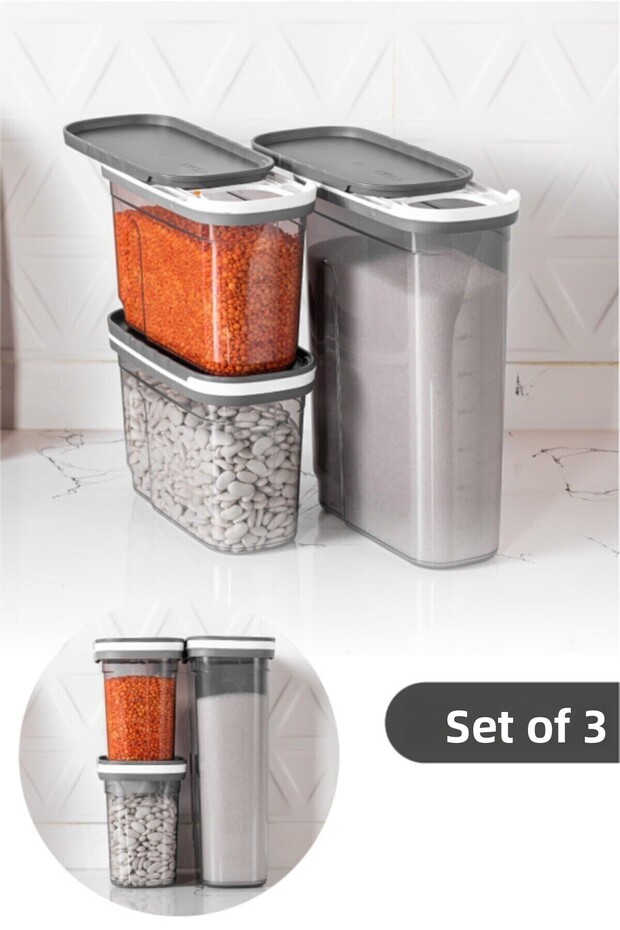 Foly 3-Piece Food Storage Container with Sliding Lid 2.7 Liters (1x), 1.25 Liters (2x)