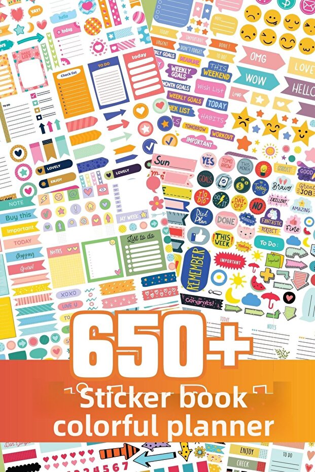 Planner Label Set, 650 Colorful Labels, Agenda Sticker Book, Bullet Journal, Daily, Laptop