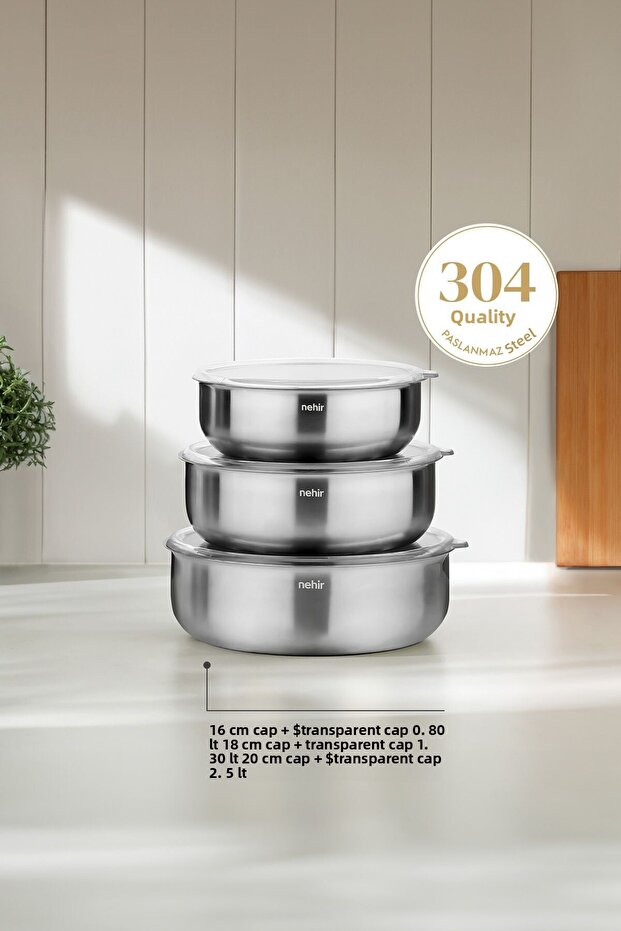 طقم تخزين فولاذي فضي مكون من 6 قطع - 1