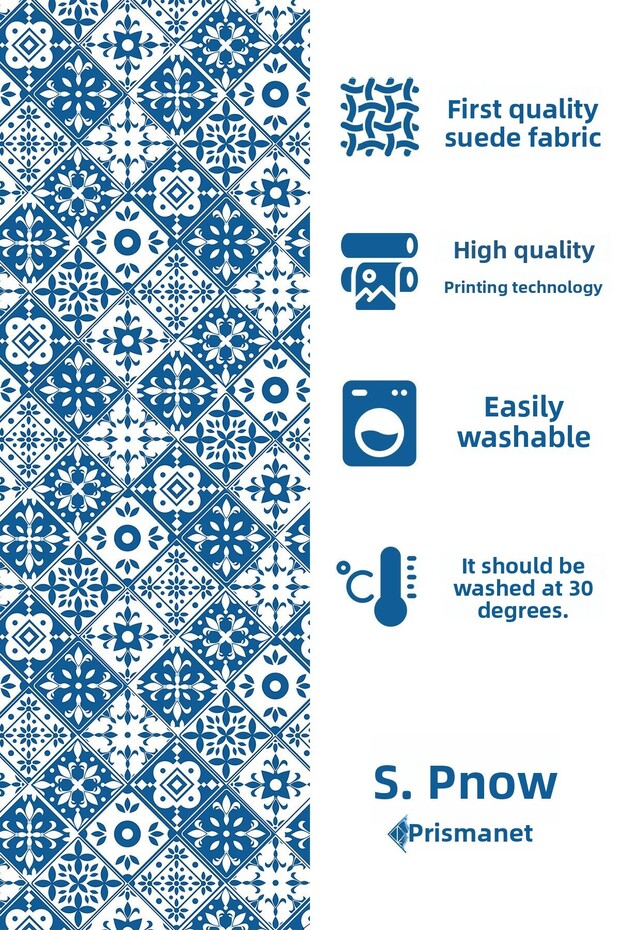 Türkiye Ethnic Pattern Printed Suede Runner Table Cloth - 3