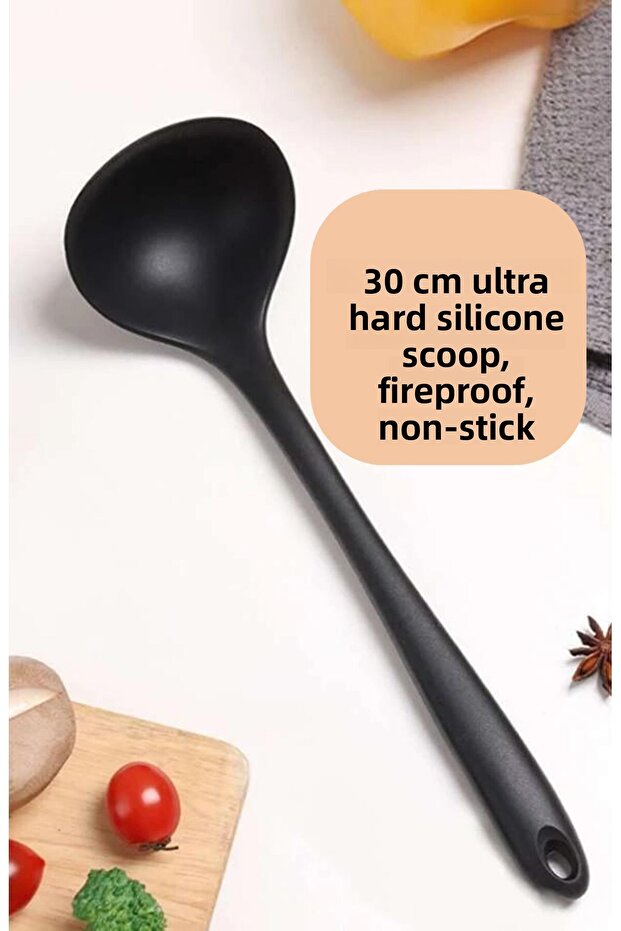 30cm Ultra-Hard Silicone Scoop - Soup Food, Fireproof and Non-Stick Pan Anti-Scratch