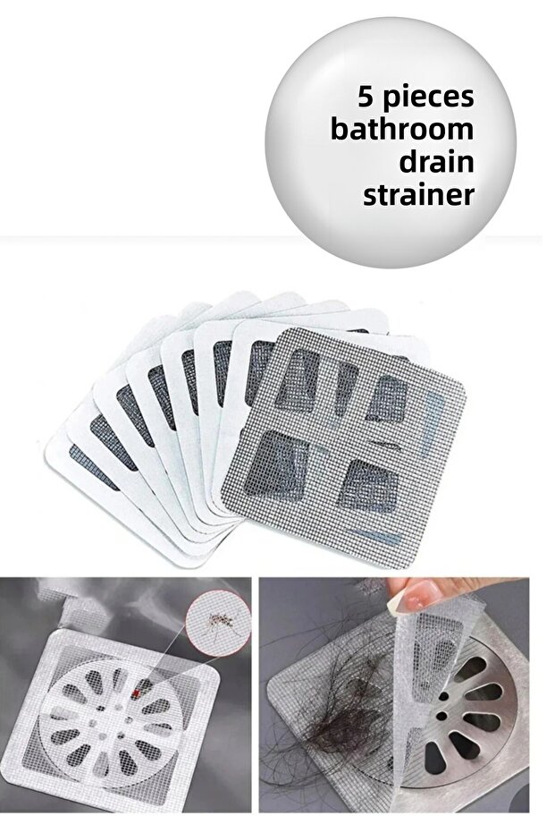 Set of 5 Bathroom Drain Strainers – Anti-Clogging Silicone Drain Filter – Sink, Shower and Bathtub