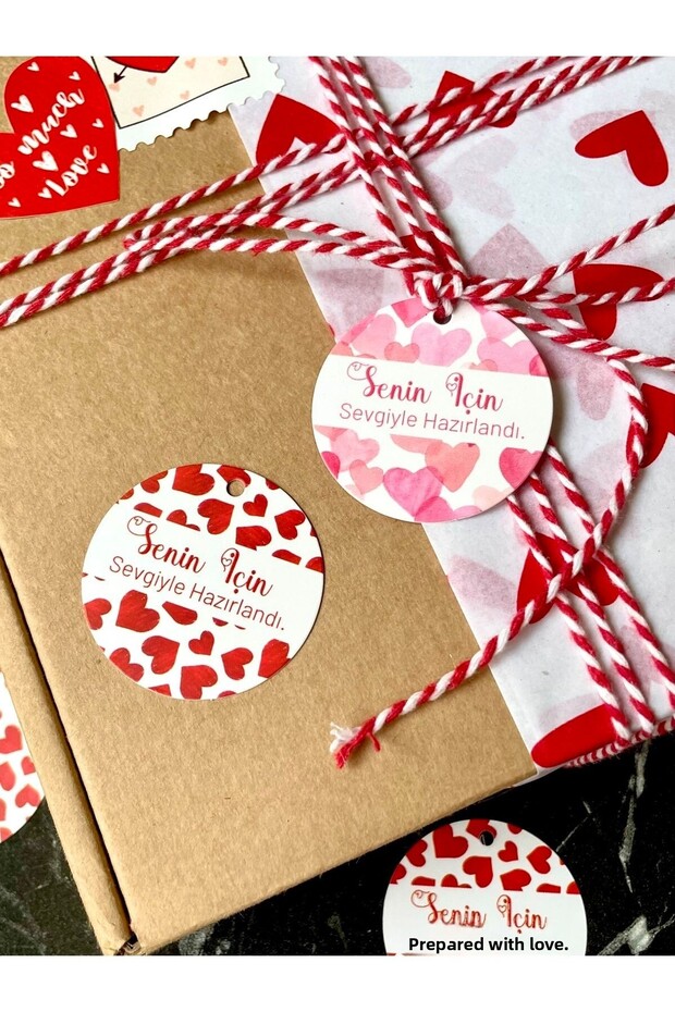 Valentine's Day Series 4 Cm 50 Pieces Mixed Set Perforated Labels, Double-Way Embossed Product Labels