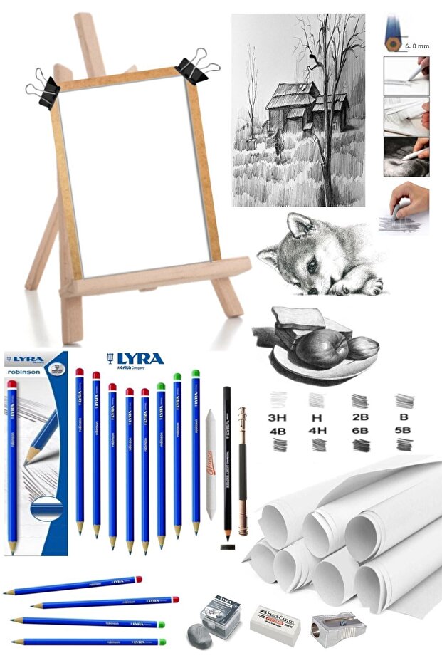 مجموعة أقلام رصاص متدرجة 25x35 مجموعة حامل رسم سطح المكتب Duralit