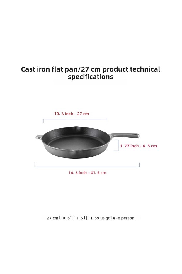 Gracieuse 27 cm Gray Flat Pan - 2
