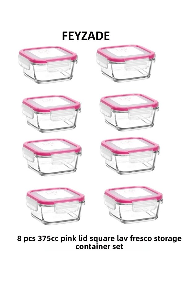 Feyzade Fresco Breakfast Storage Container Set 8 Pieces 375Cc Square (Frs-227)