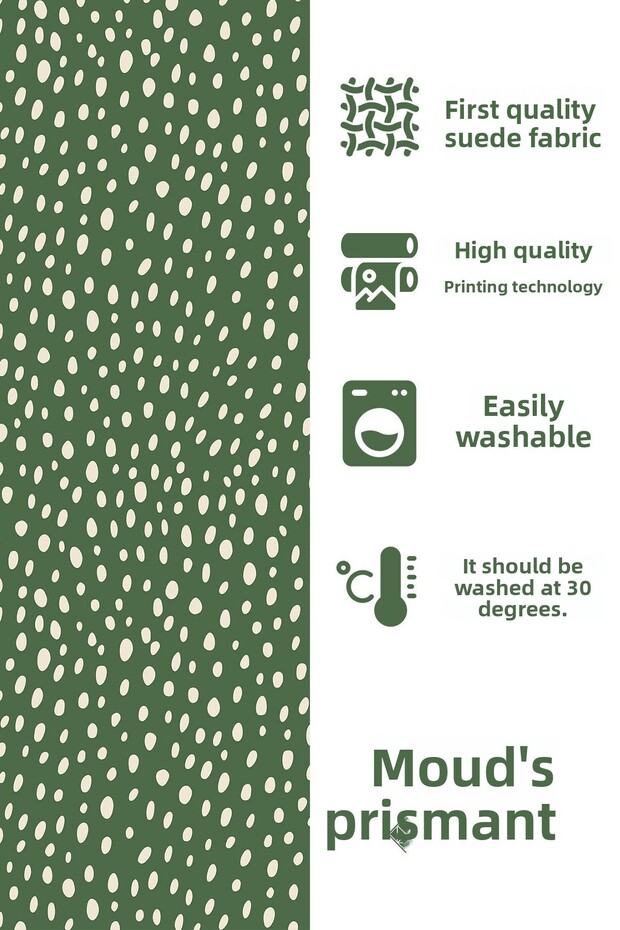 Green Dots Pattern Printed Suede Runner Tablecloth - 3