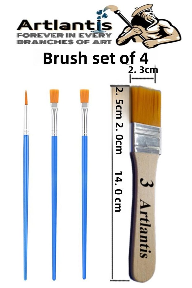 4 Brushes Set with 1 Pack 3 Number Floor Brush Set for Acrylic Paint Oil Paint Gouache Paint Watercolor Art