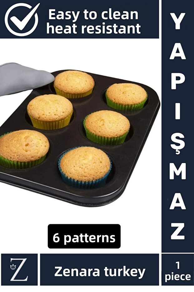 High Quality Heat Resistant Fireproof Non-Stick Easy to Clean Cake Brownie Cupcake 6-Piece Muffin Mold