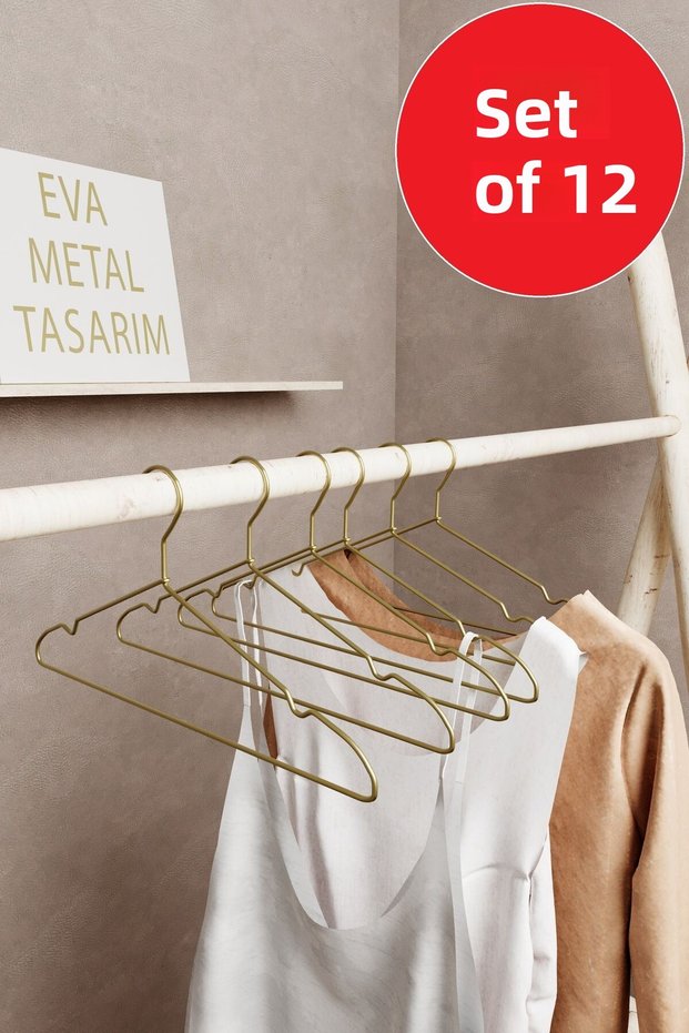 12Pcs Luxury Gold Hanger Metal a Quality Clothes Clothing Hanger