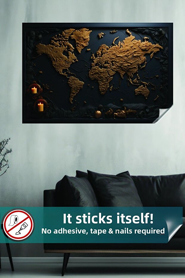 خريطة العالم ثلاثية الأبعاد، ورق سحري، خريطة ورقية ذكية عملية غير لاصقة - 1