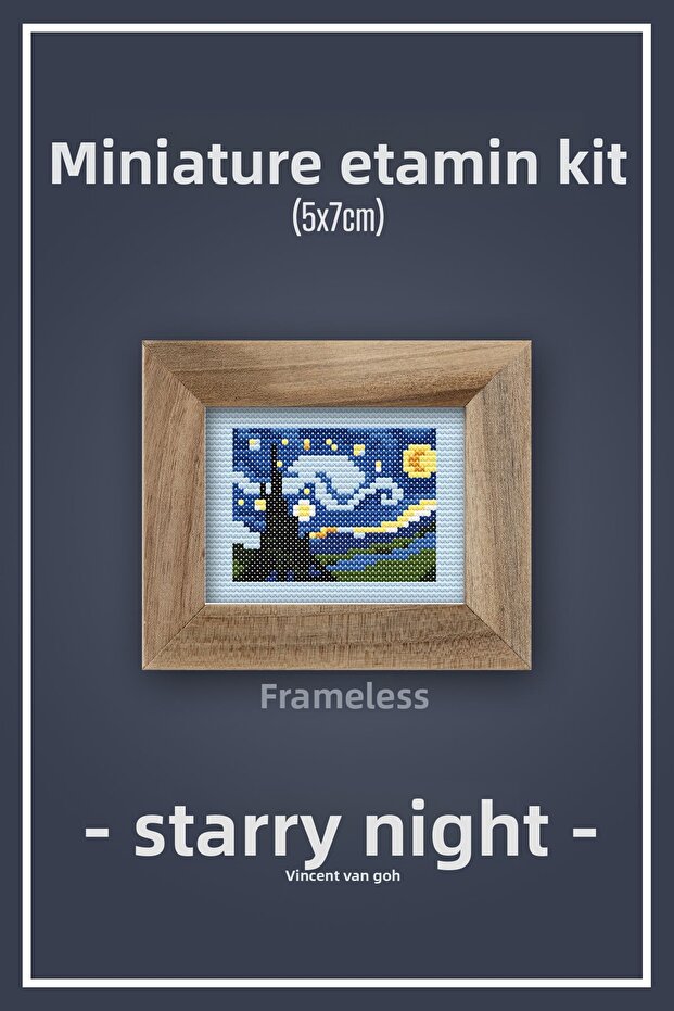 ليلة مرصعة بالنجوم (STARRY NIGHT) Dmc Muline طقم إيتامين صغير بدون إطار 10x10 سم
