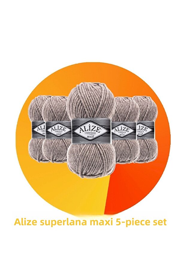 Superlana Maxi Set of 5 Thick Hand Knitting Yarn 207 Light Brown