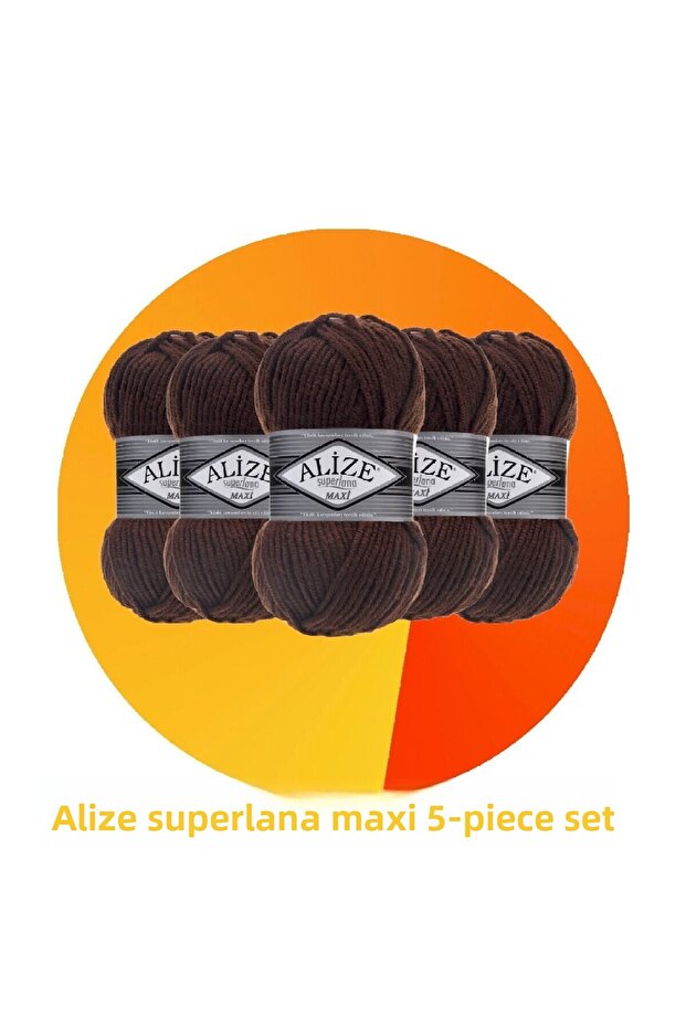 Superlana Maxi Set of 5 Thick Hand Knitting Yarn 26 Brown