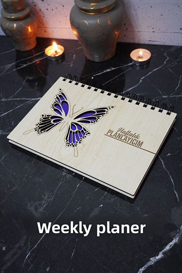 Butterfly Wooden Schedule Pad - Undated Agenda - Weekly Planner - A5 - Undated Planning Pad