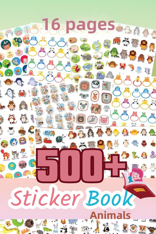 مجموعة ملصقات، 500 ملصق، كتاب ملصقات 16 صفحة، مجلة رصاصة، مذكرات، كمبيوتر محمول، متوافق مع الهاتف