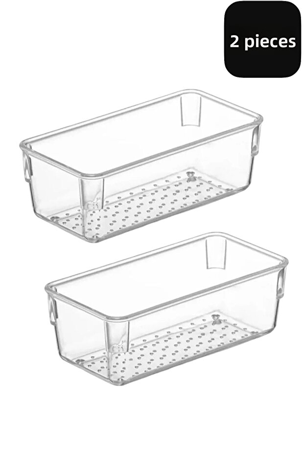 2 Pcs Modular Drawer Cabinet Organizer - All Purpose Acrylic | Transparent (15X7.5 cm)