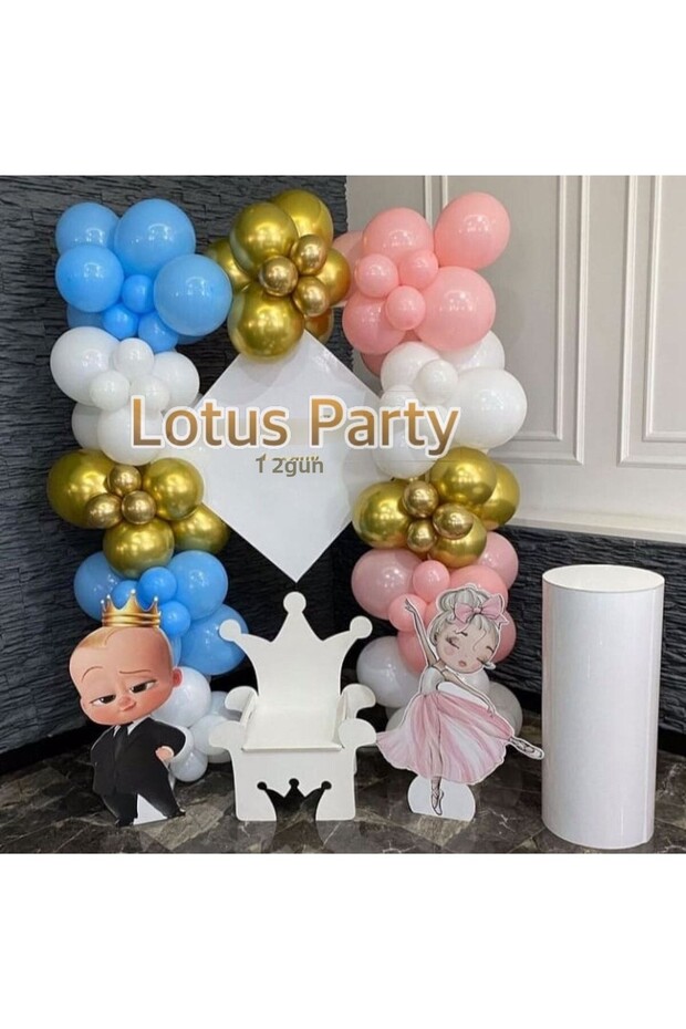 100 Pieces Gender Reveal Party Balloon Chain Set ( Blue - Pink - White - Chrome Gold )