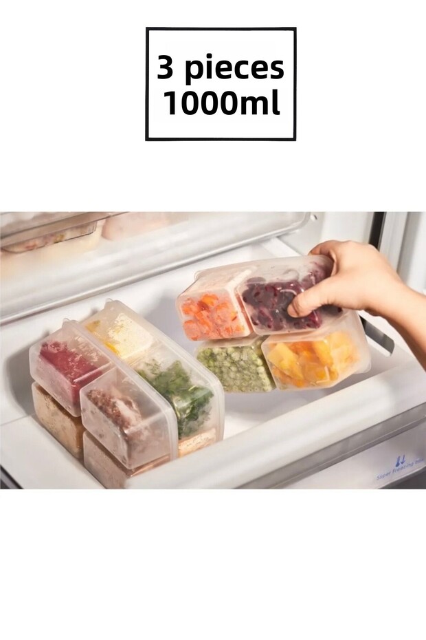 6' Li 2 Size Portion Compartment Storage Container Set - Meat, Mincer, Vegetable, Refrigerator, Freezer Organizer - 3